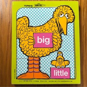 Playskool x Sesame Street Puzzle Wooden Big Bird VTG Toy 1973 Muppets 13 Pcs 70s